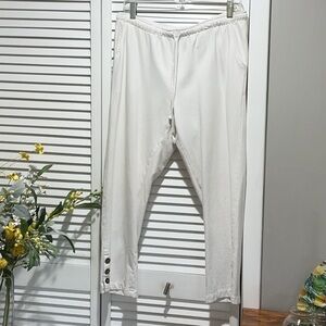 White Button-Detail Pants